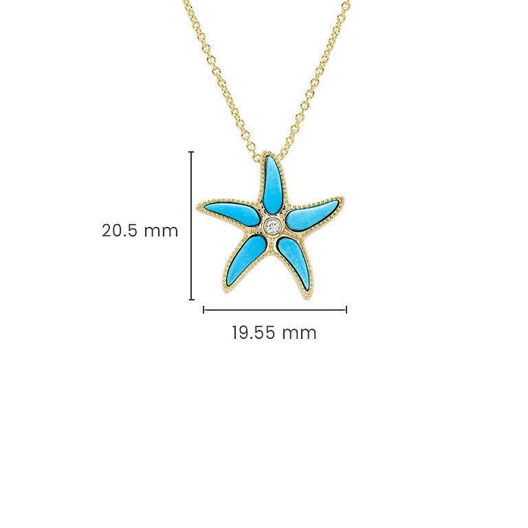 End Pearl Fish w/ Stone Y Necklace - Turquoise/Gold
